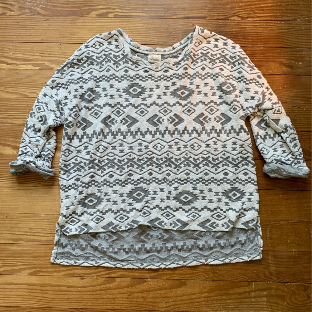 Andrea Jovine Aztec Tribal Print Sheer High Low Tunic